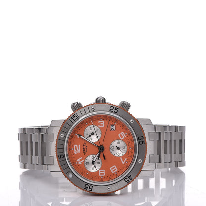 Hermes Stainless Steel 39mm Clipper Chronograph Quartz Watch Orange 4 of 9