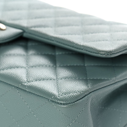 Chanel Caviar Quilted Medium Double Flap Green 9 of 15