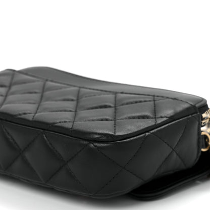 Chanel Lambskin Quilted Charm Flap Phone Holder With Chain Black 13 of 14