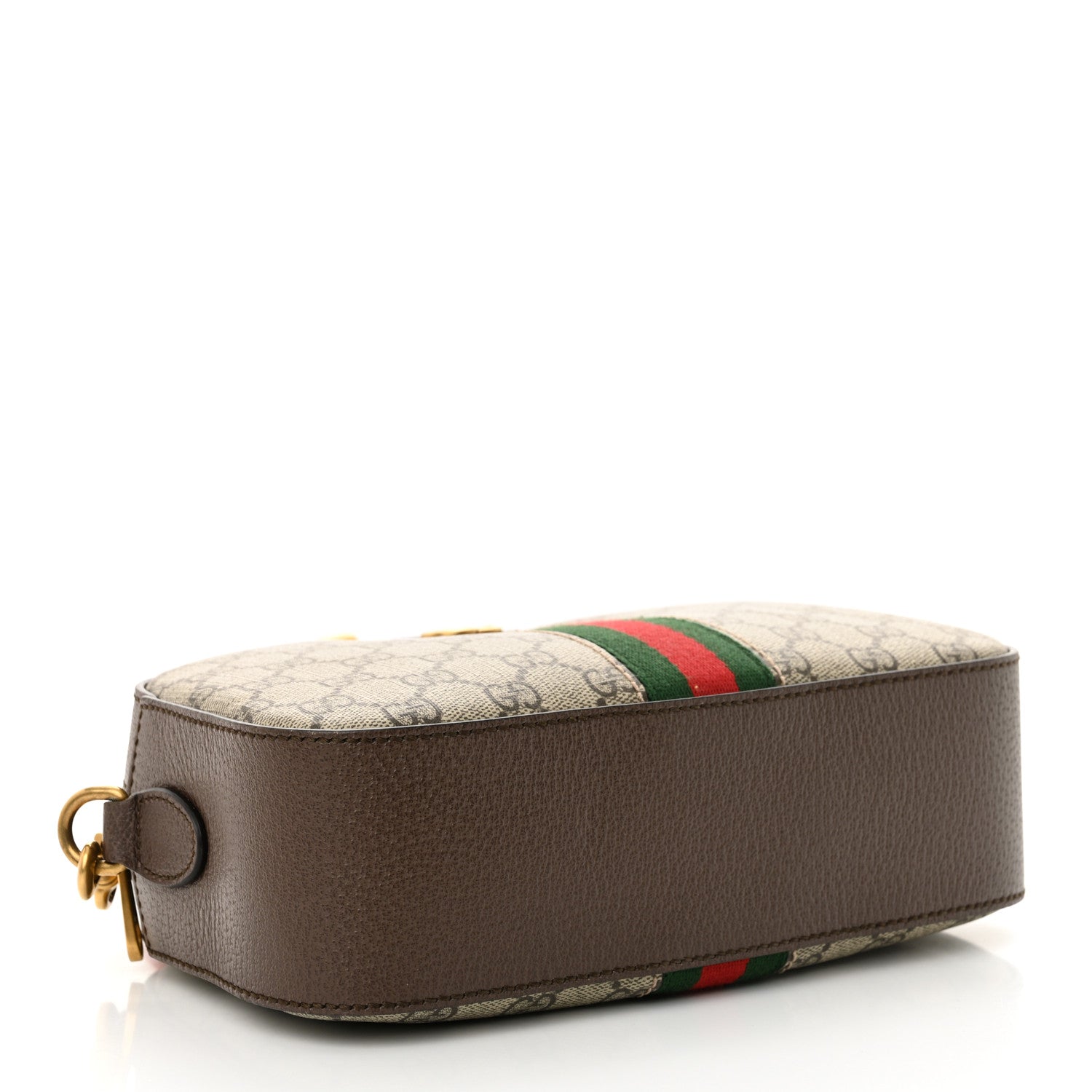 Gucci GG Supreme Monogram Textured Dollar Calfskin Web Ophidia Wristlet Shoulder Bag Beige Ebony New Acero 4 of 11