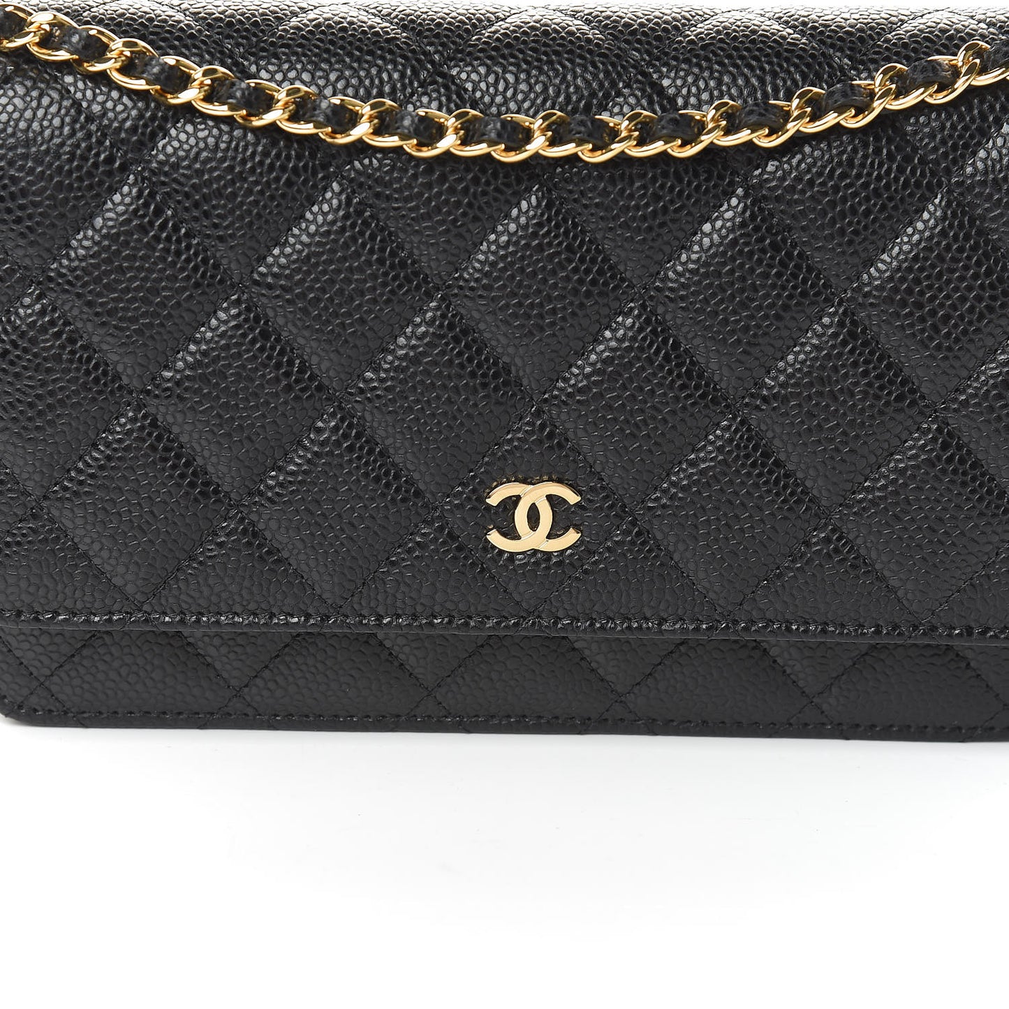 Caviar Quilted Wallet On Chain WOC Black