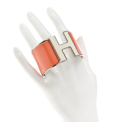 Hermes Enamel Extra Wide Clic Clac H Bracelet PM Orange Fruite White 2 of 6