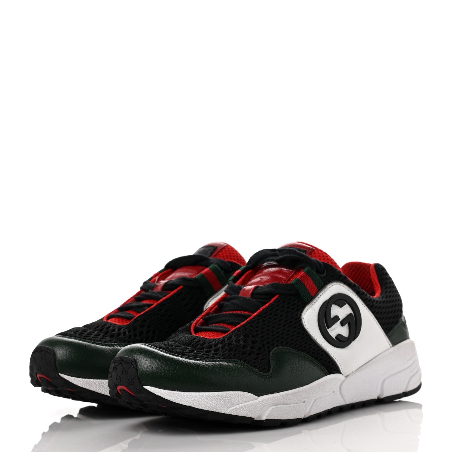 Gucci Calfskin Womens Interlocking G Sneakers 38.5 Black White 3 of 10