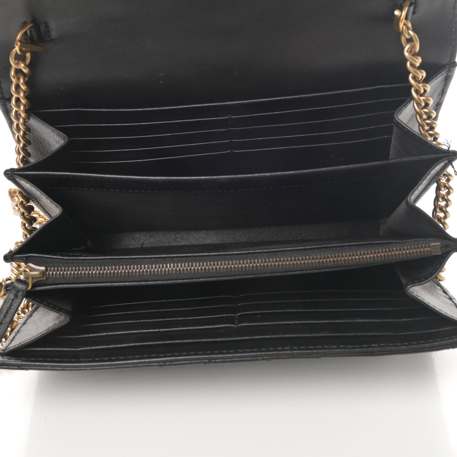 Gucci Calfskin Matelasse GG Marmont Chain Wallet Black 3 of 5