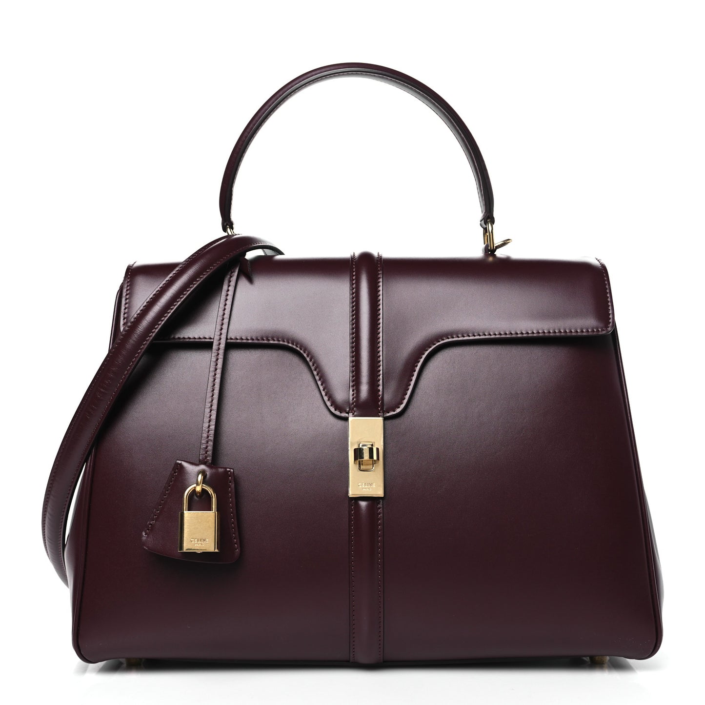 Satinated Calfskin Medium 16 Top Handle Bag Light Burgundy
