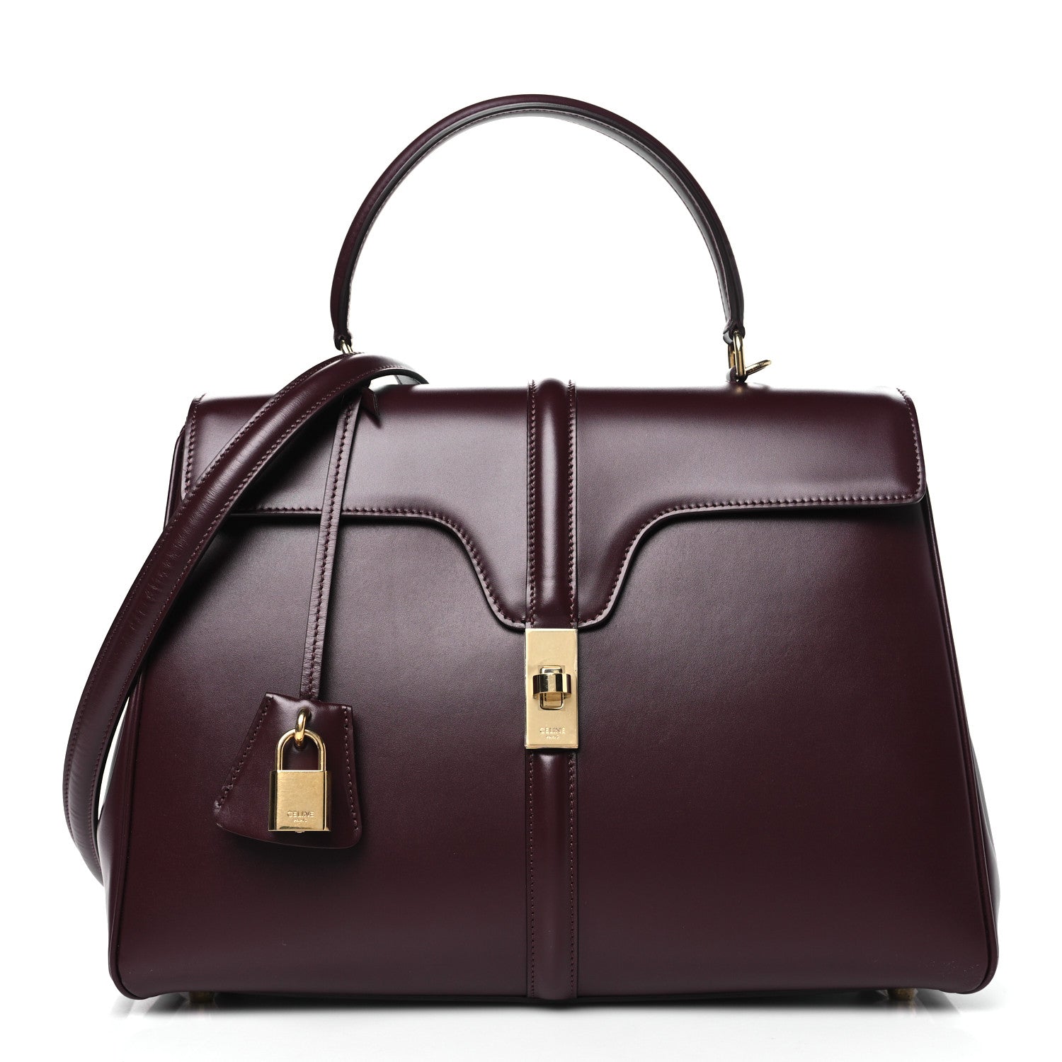 Celine Satinated Calfskin Medium 16 Top Handle Bag Light Burgundy 1 of 10