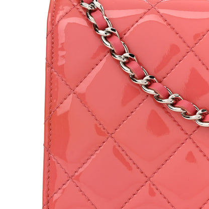 Chanel Patent Calfskin Quilted Wallet On Chain WOC Pink 15 of 15