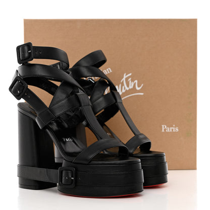 Christian Louboutin Calfskin Yazefatt Buckle Strap Platform Sandals 37 Black 8 of 8