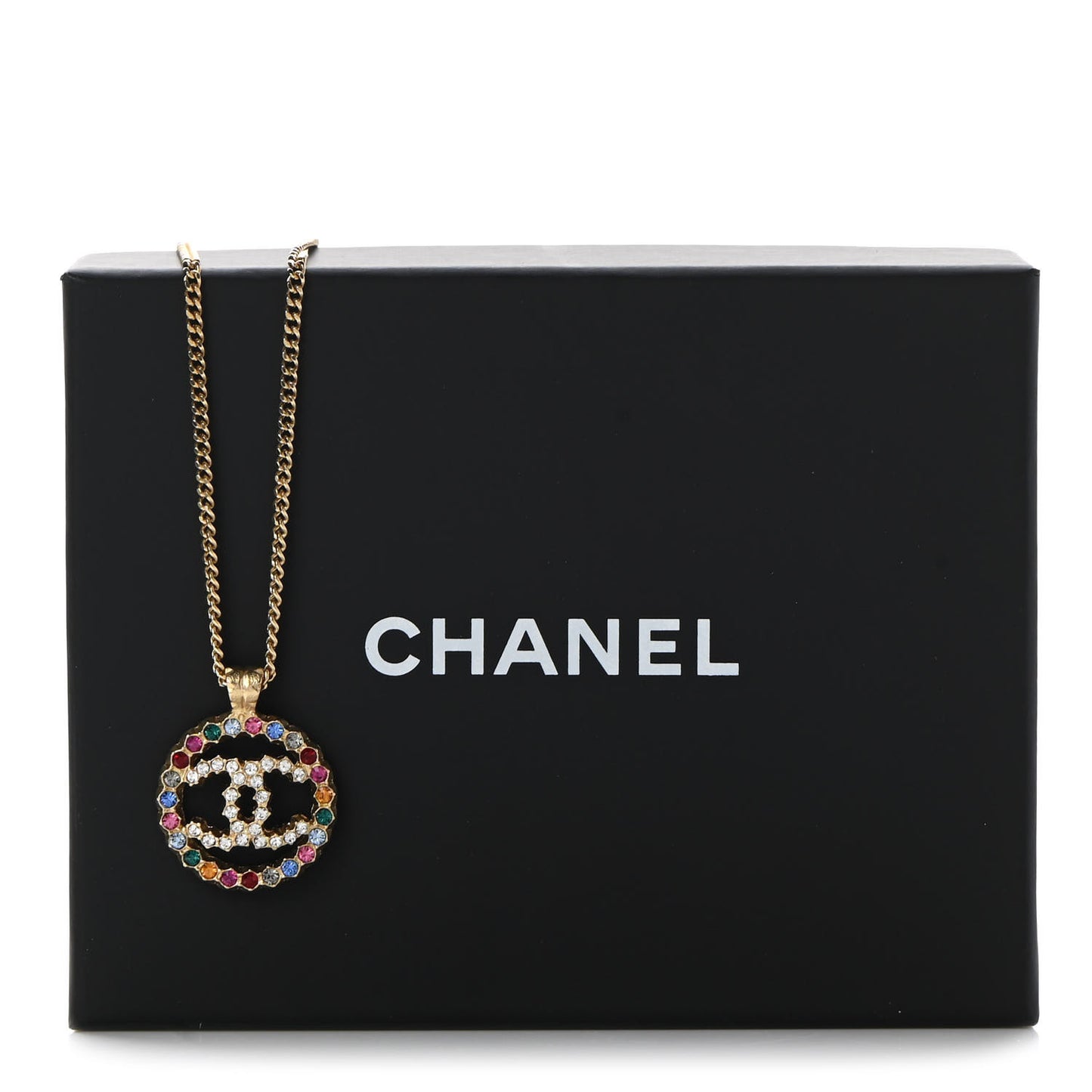 Crystal Over The Rainbow CC Pendant Necklace Gold Multicolor