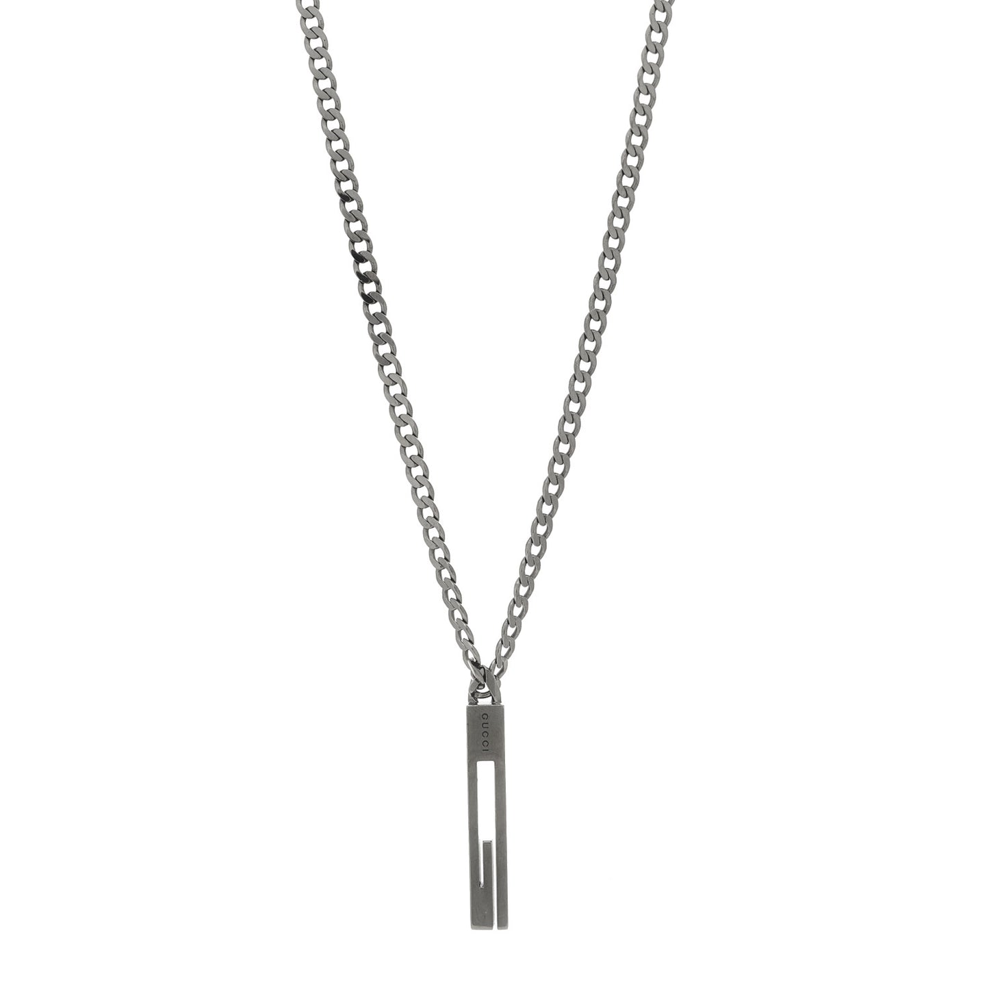 Darkened Sterling Silver G Bar Pendant Necklace