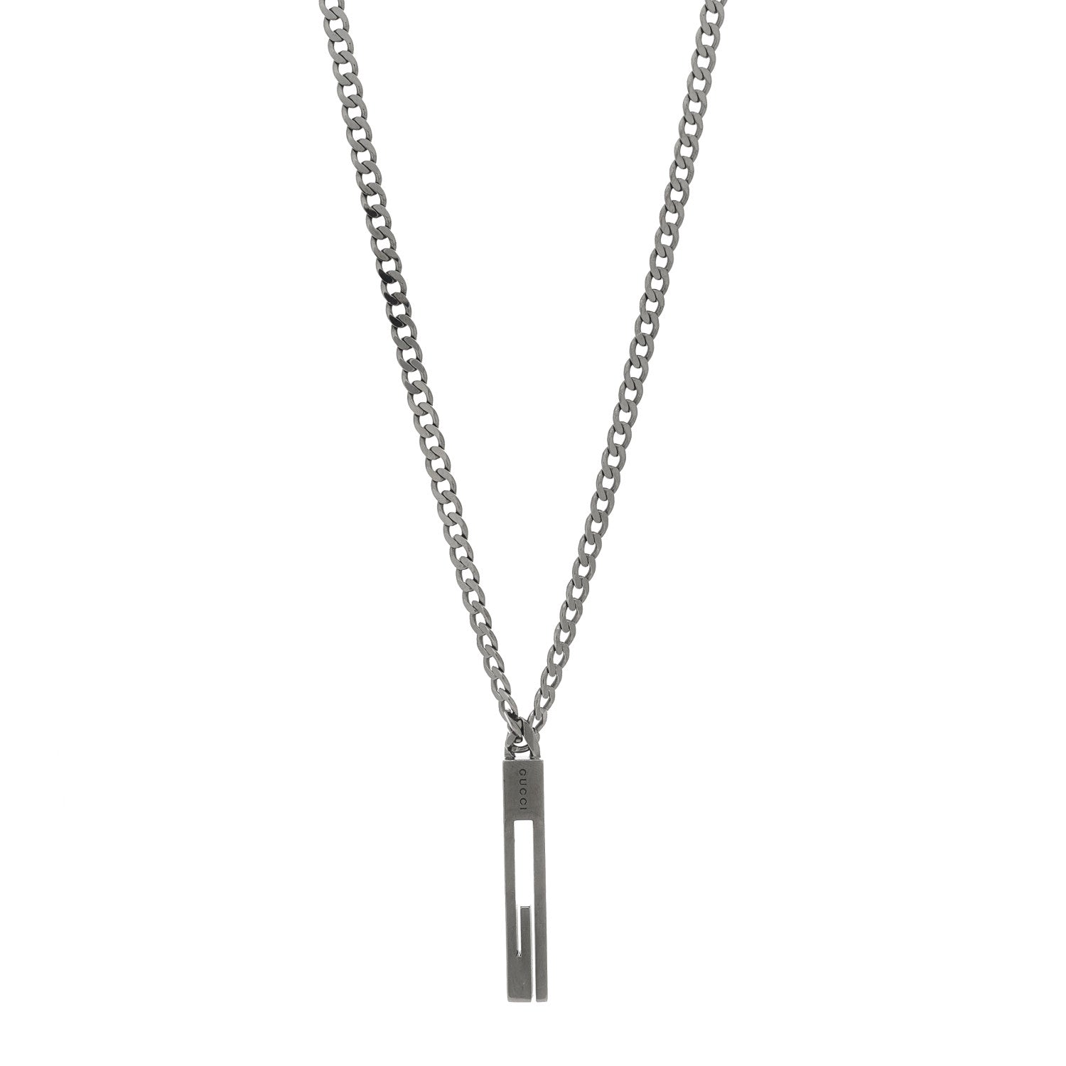 Gucci Darkened Sterling Silver G Bar Pendant Necklace 4 of 7