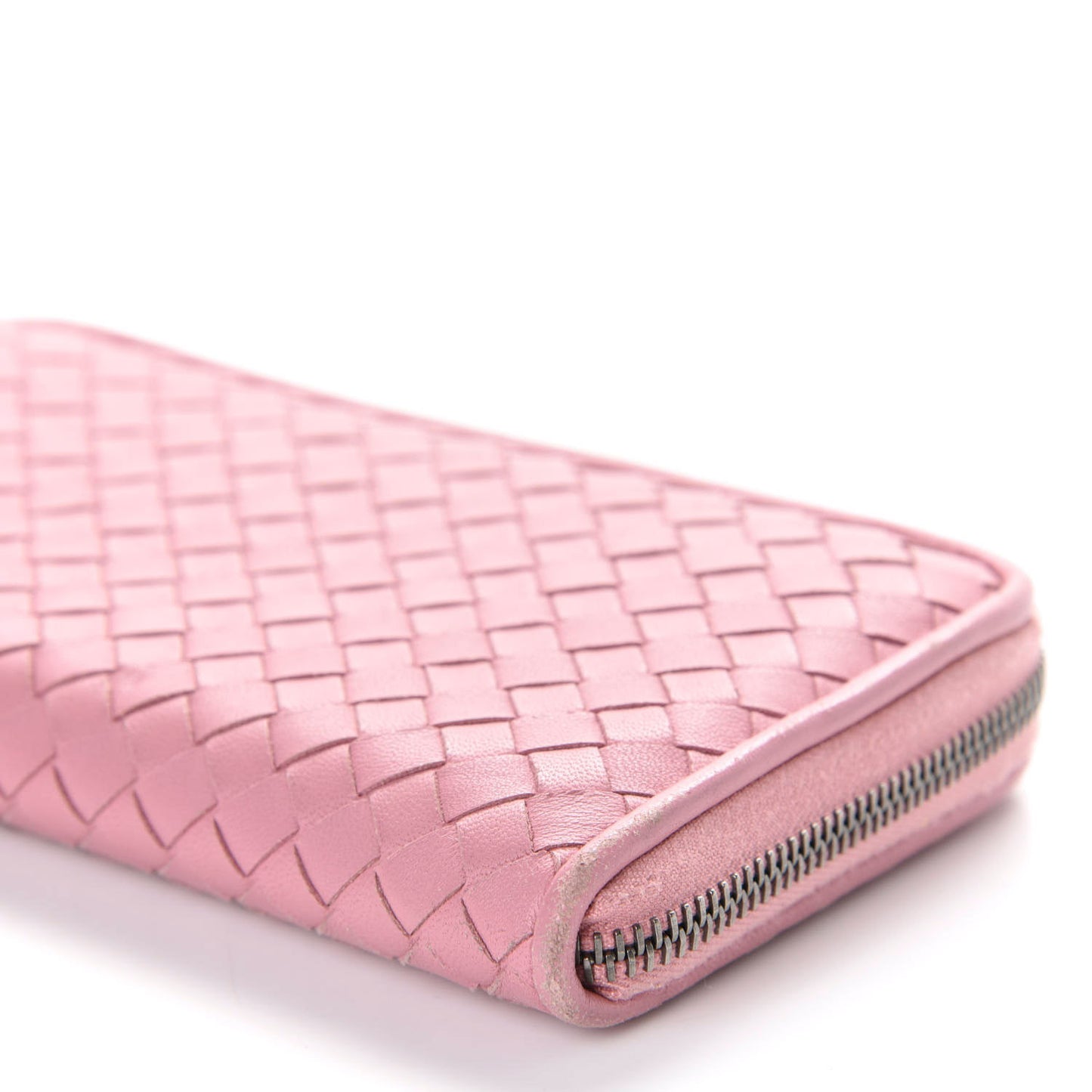 Nappa Intrecciato Zip Around Wallet Pink