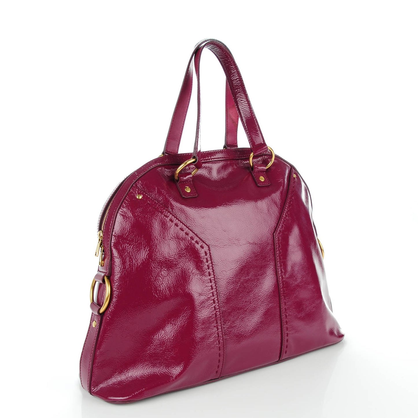 Patent Calfskin Oversized Muse Magenta