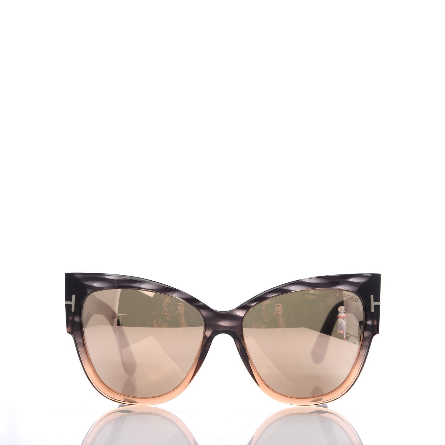 Tom Ford Acetate Anoushka Cat Eye Sunglasses TF371 Melange Grey Peach 2 of 8