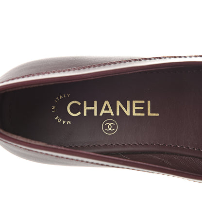Chanel Calfskin CC Chain Mocassin Loafers 38 Burgundy 9 of 10