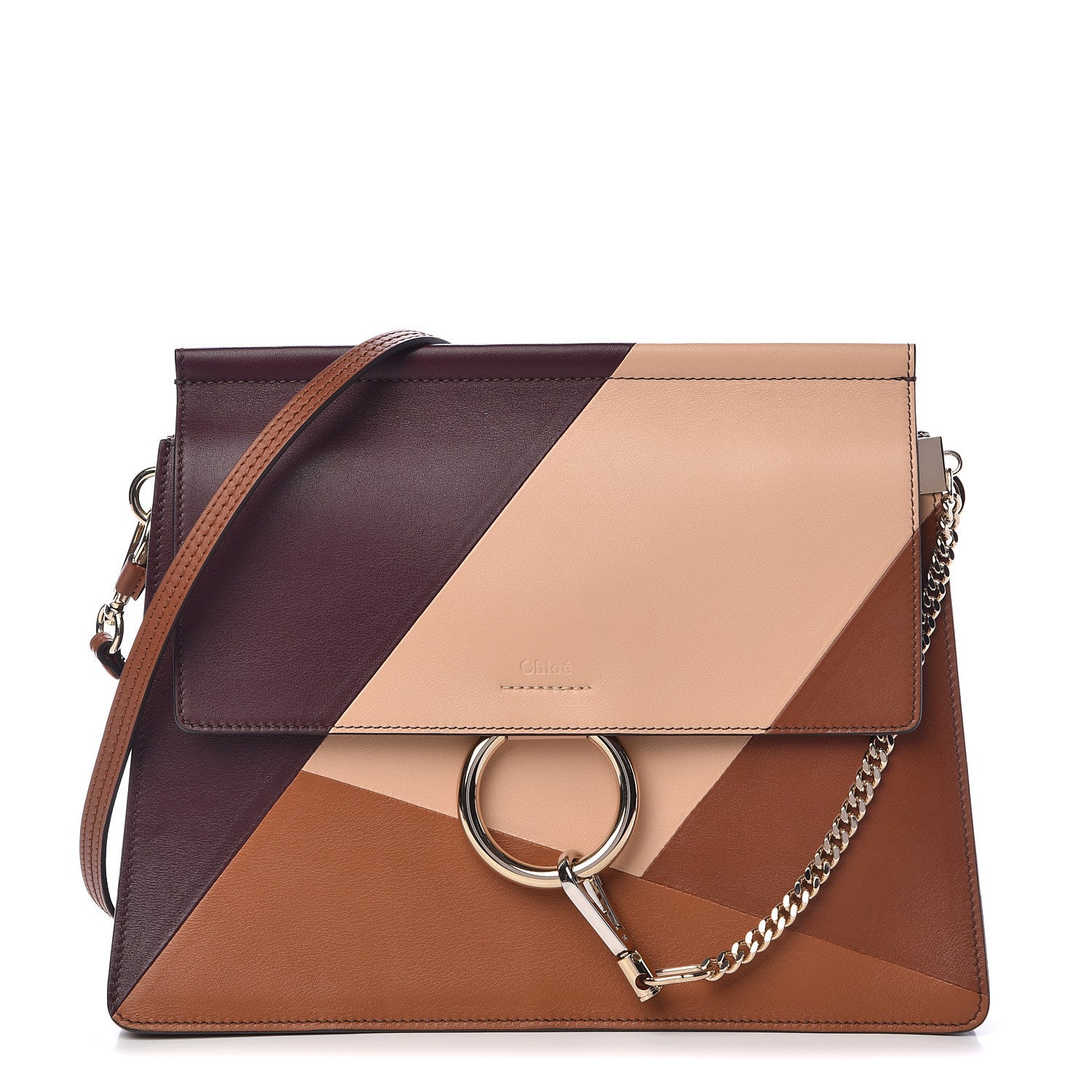 Chloe Smooth Calfskin Patchwork Medium Faye Shoulder Bag Light Tan 1 of 13