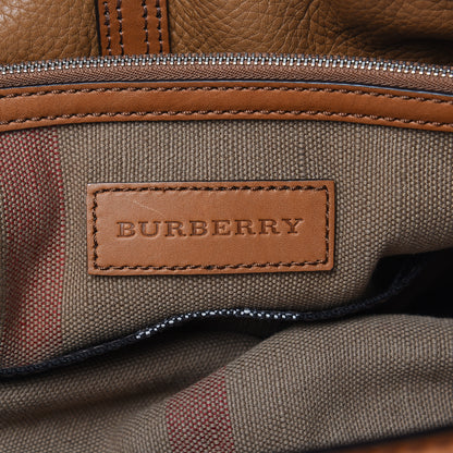 Burberry Grainy Calfskin Canvas Mega Check Medium Ashby Tassel Hobo Saddle Brown 10 of 13