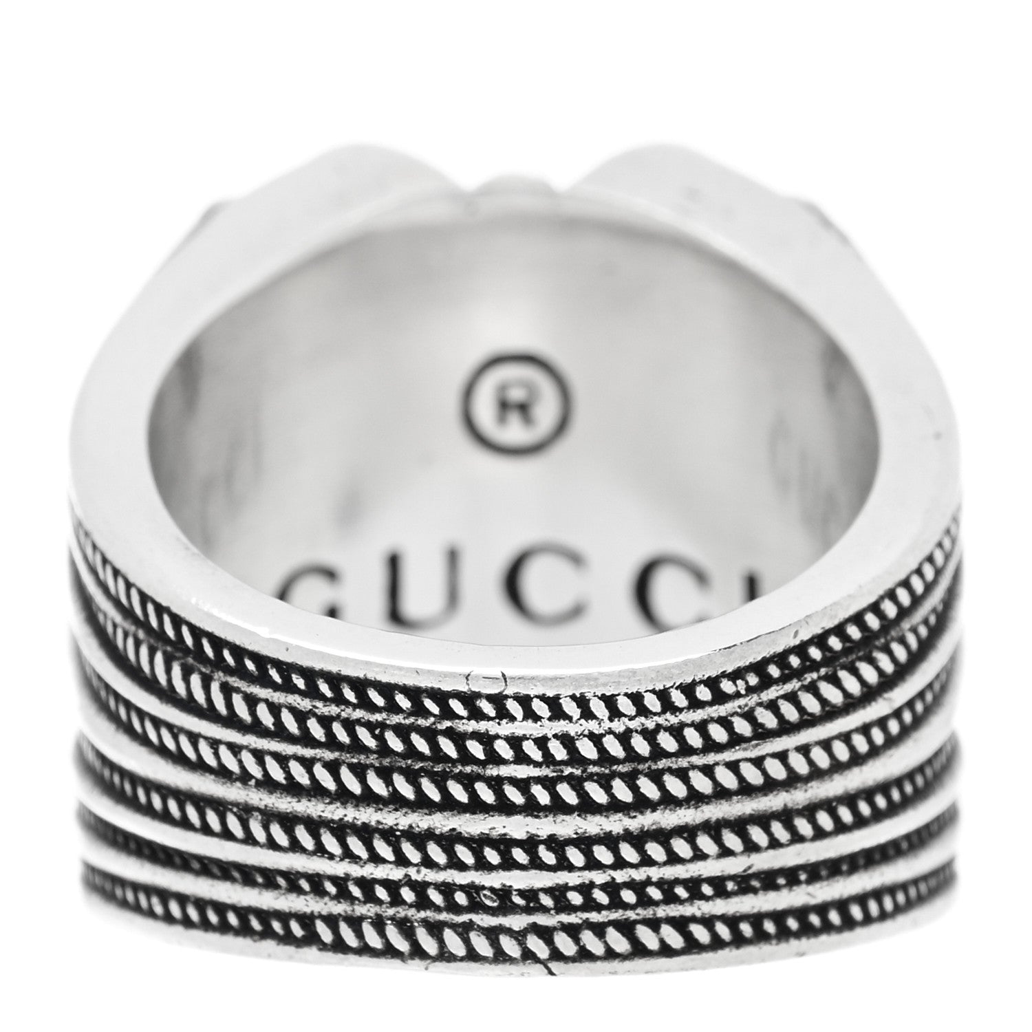 Gucci Sterling Silver Resin Heart Ring 48 4.5 Black 3 of 5