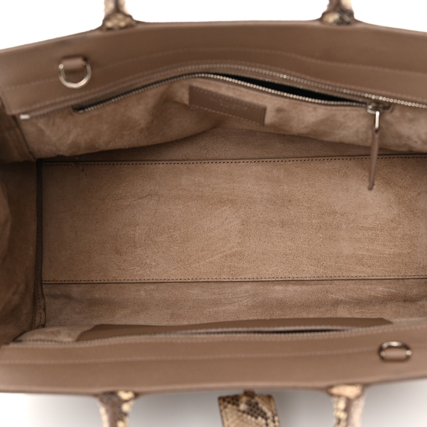 Grained Calfskin Snakeskin Small Cabas Rive Gauche Taupe