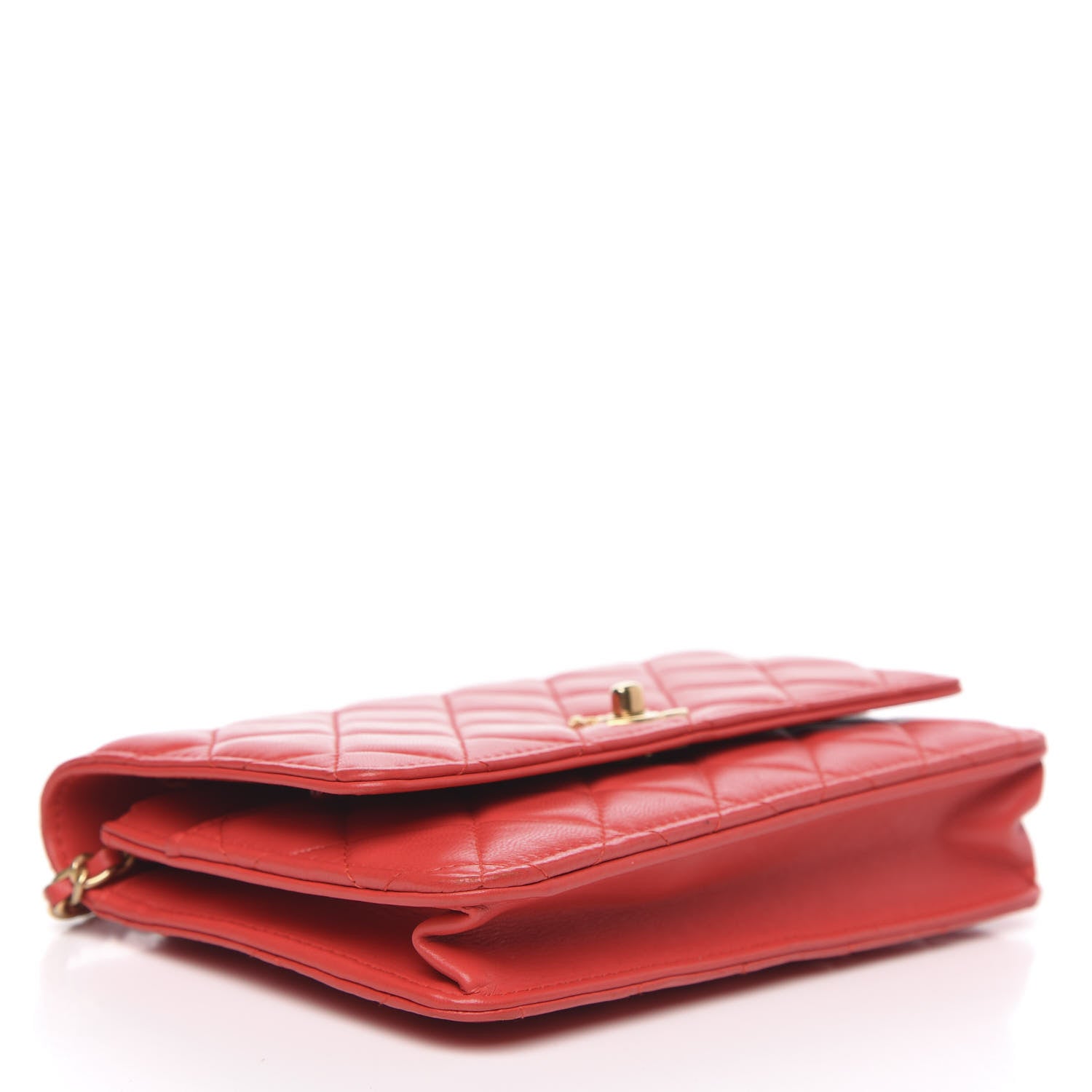 Chanel Lambskin Quilted CC Pearl Crush Wallet on Chain WOC Red 4 of 14