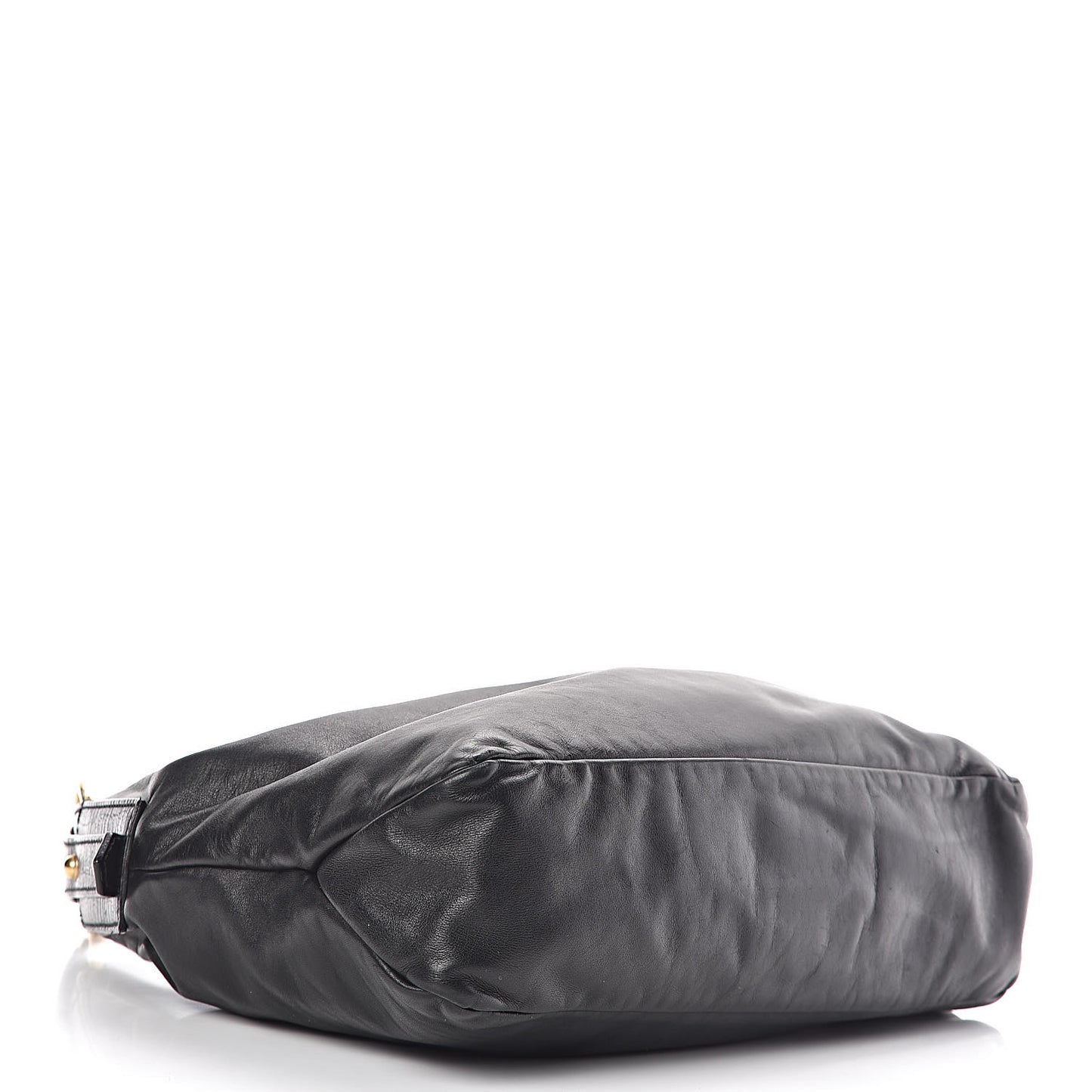 Calfskin Medium Horsebit Chain Hobo Black