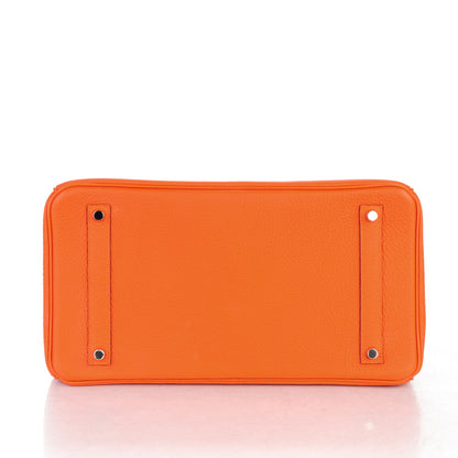 Hermes Togo Horseshoe Birkin 35 Orange Rouge Casaque 6 of 27