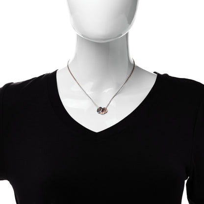 Cartier 18K White Pink Gold Diamond Three Ring LOVE Pendant Necklace 2 of 9