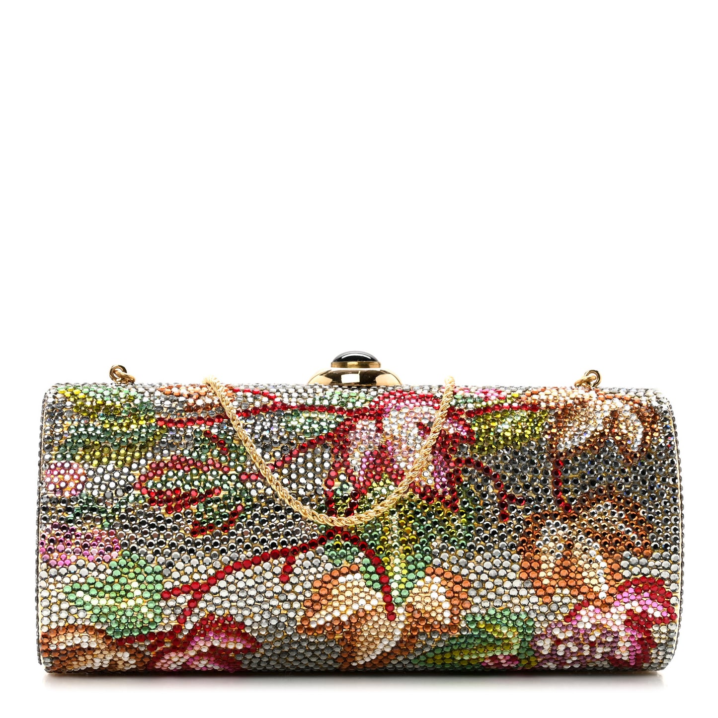 Swarovski Crystal Rose Minaudiere Clutch Multicolor