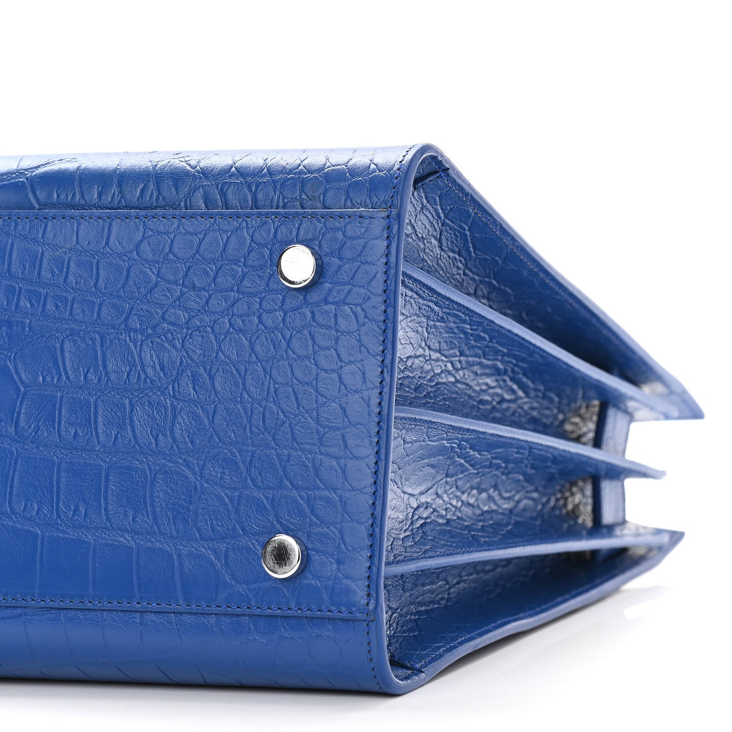 Calfskin Crocodile Embossed Small Sac De Jour Royal Blue