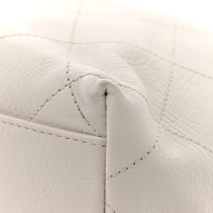 Chanel Calfskin Stitched Large Button Up Hobo Ivory Black 11 of 14