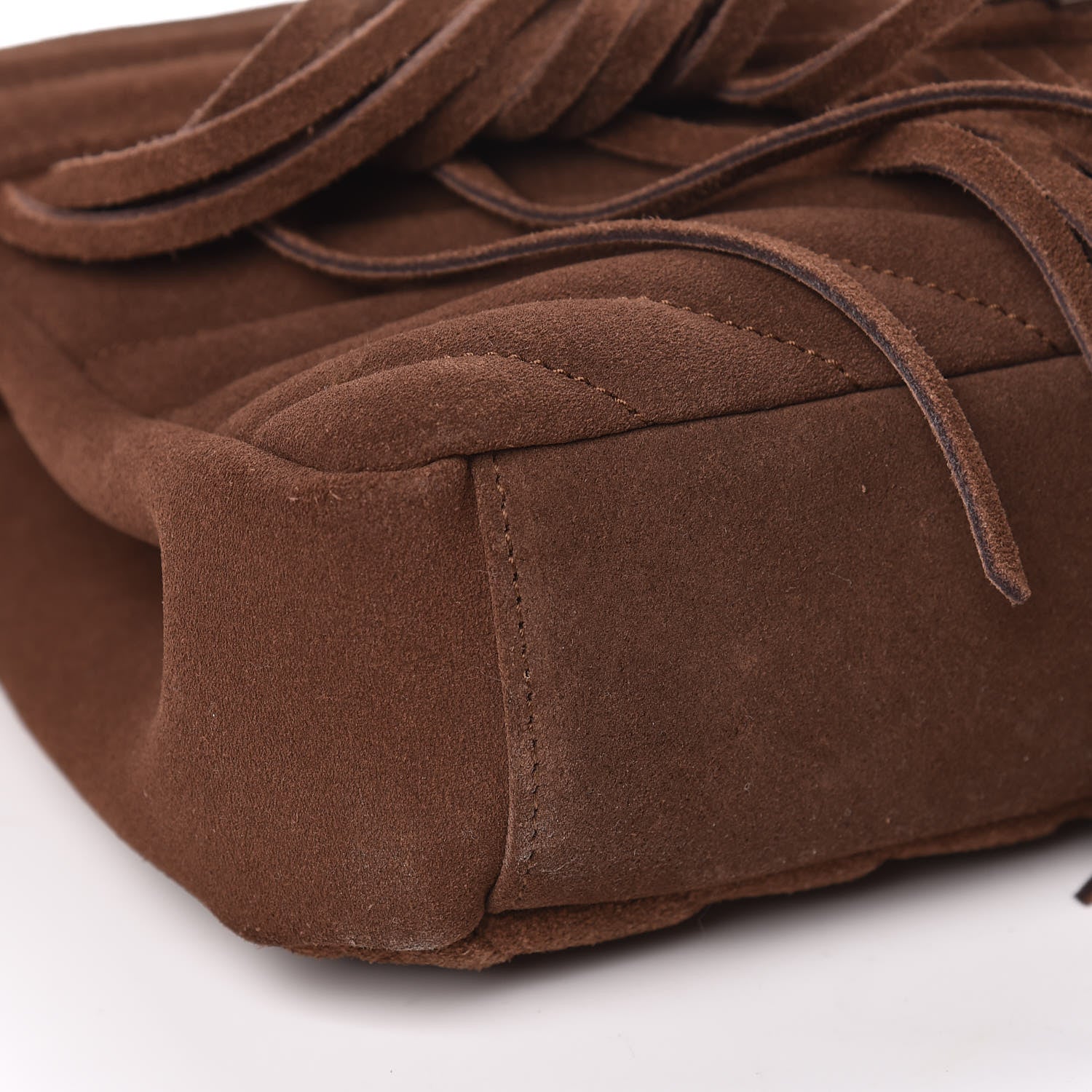 Saint Laurent Suede Matelasse Chevron Fringe Monogram Medium College Bag Marron Clair 6 of 13
