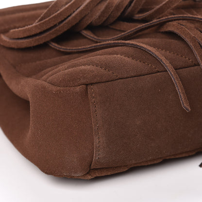 Saint Laurent Suede Matelasse Chevron Fringe Monogram Medium College Bag Marron Clair 6 of 13