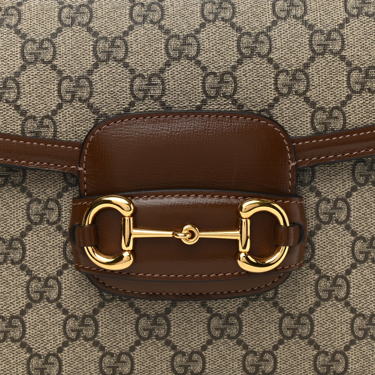 GG Supreme Monogram Horsebit 1955 Shoulder Bag Beige Brown Sugar