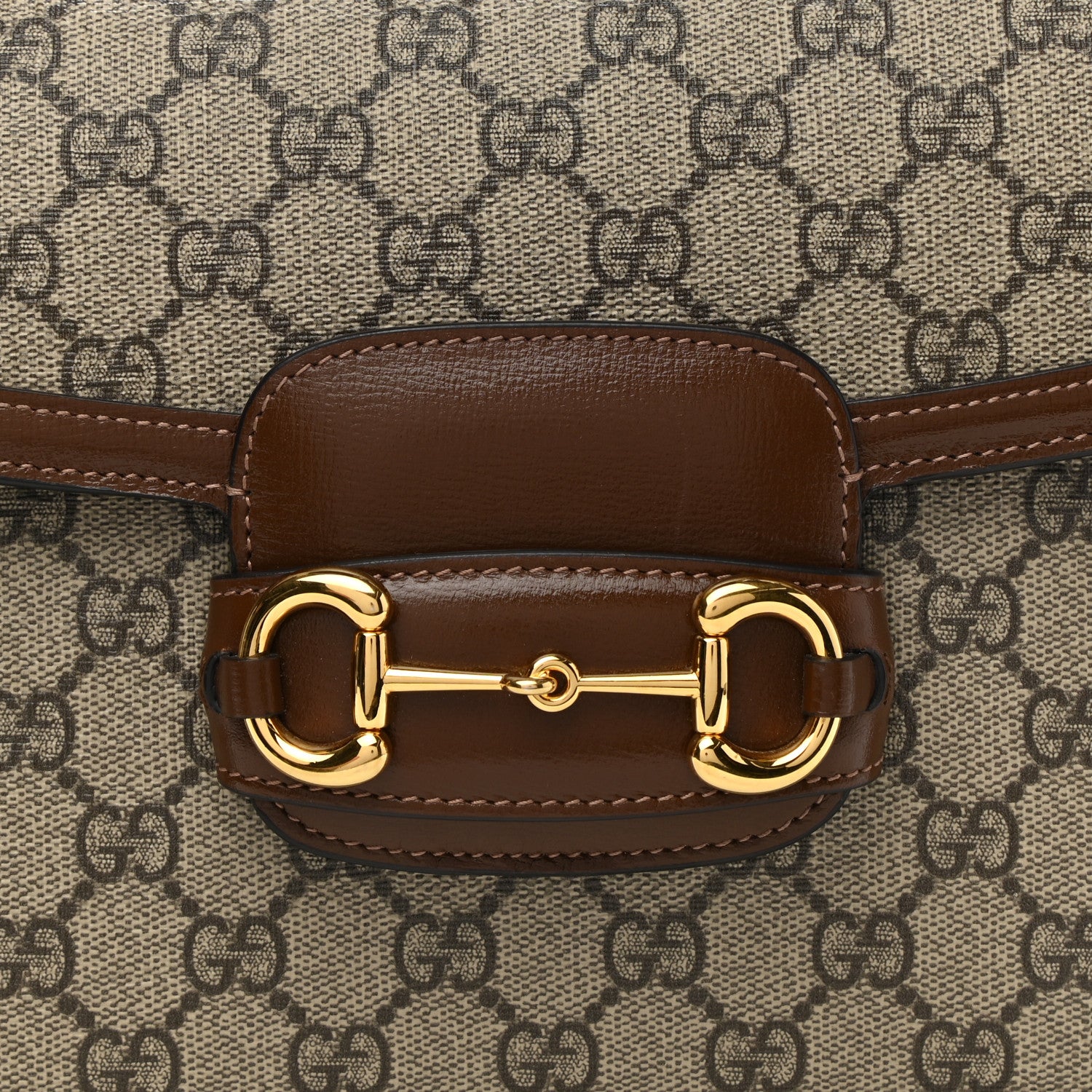 Gucci GG Supreme Monogram Horsebit 1955 Shoulder Bag Beige Brown Sugar 9 of 12