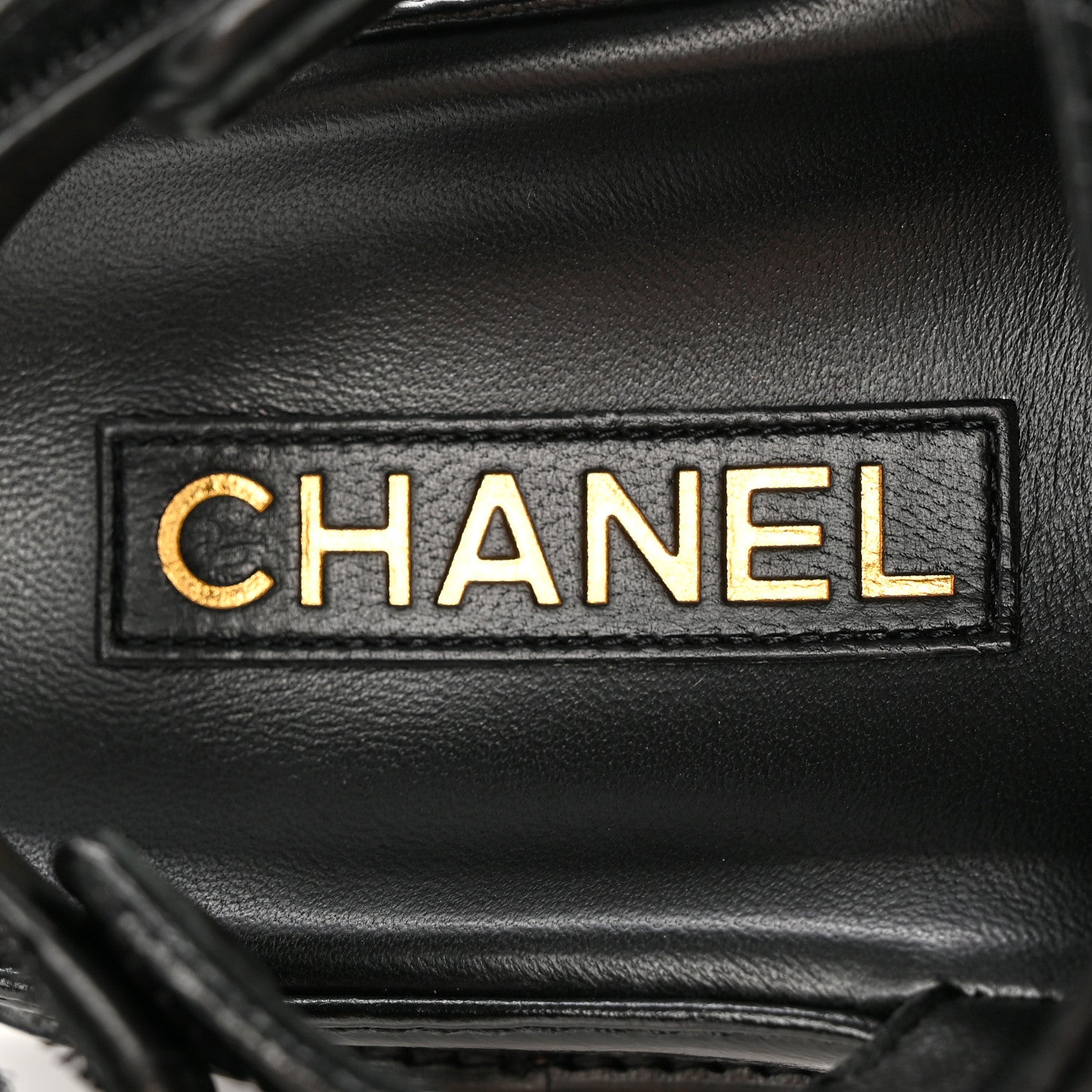 Chanel Shiny Calfskin Velcro Dad Sandals 37.5 Black 7 of 10