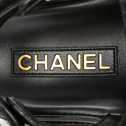 Chanel Shiny Calfskin Velcro Dad Sandals 37.5 Black 7 of 10