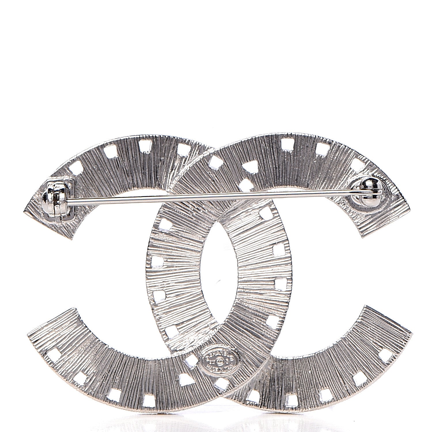 Chanel Baguette Crystal CC Brooch Silver Blue 3 of 4