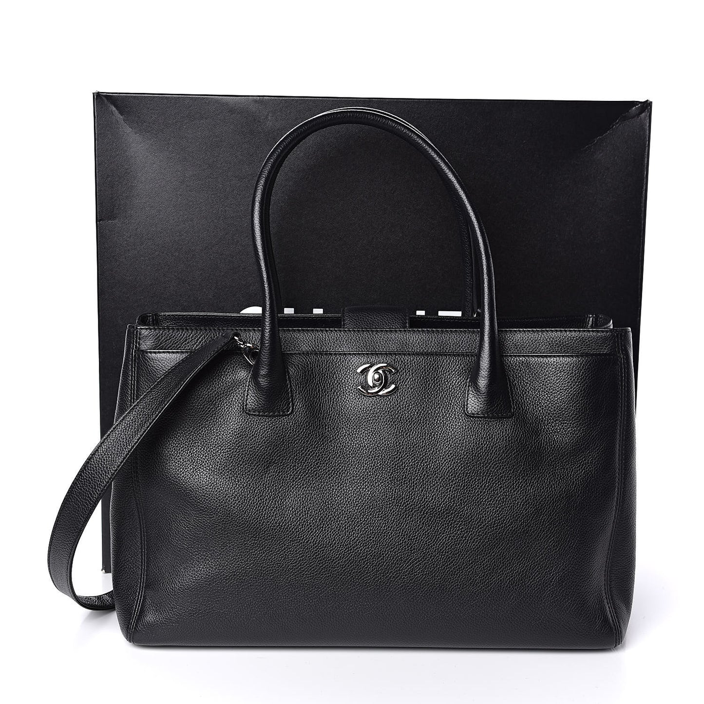 Calfskin Cerf Shopper Tote Black