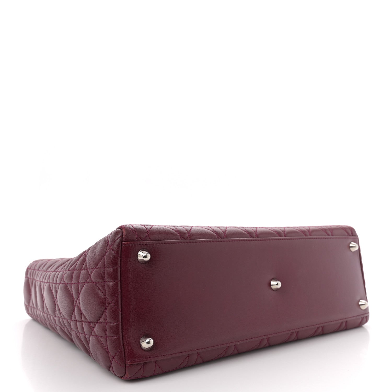 Christian Dior Lambskin Cannage Large Lady Dior Burgundy 4 of 15