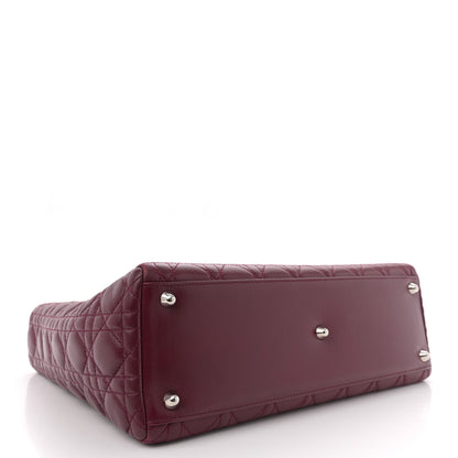 Christian Dior Lambskin Cannage Large Lady Dior Burgundy 4 of 15