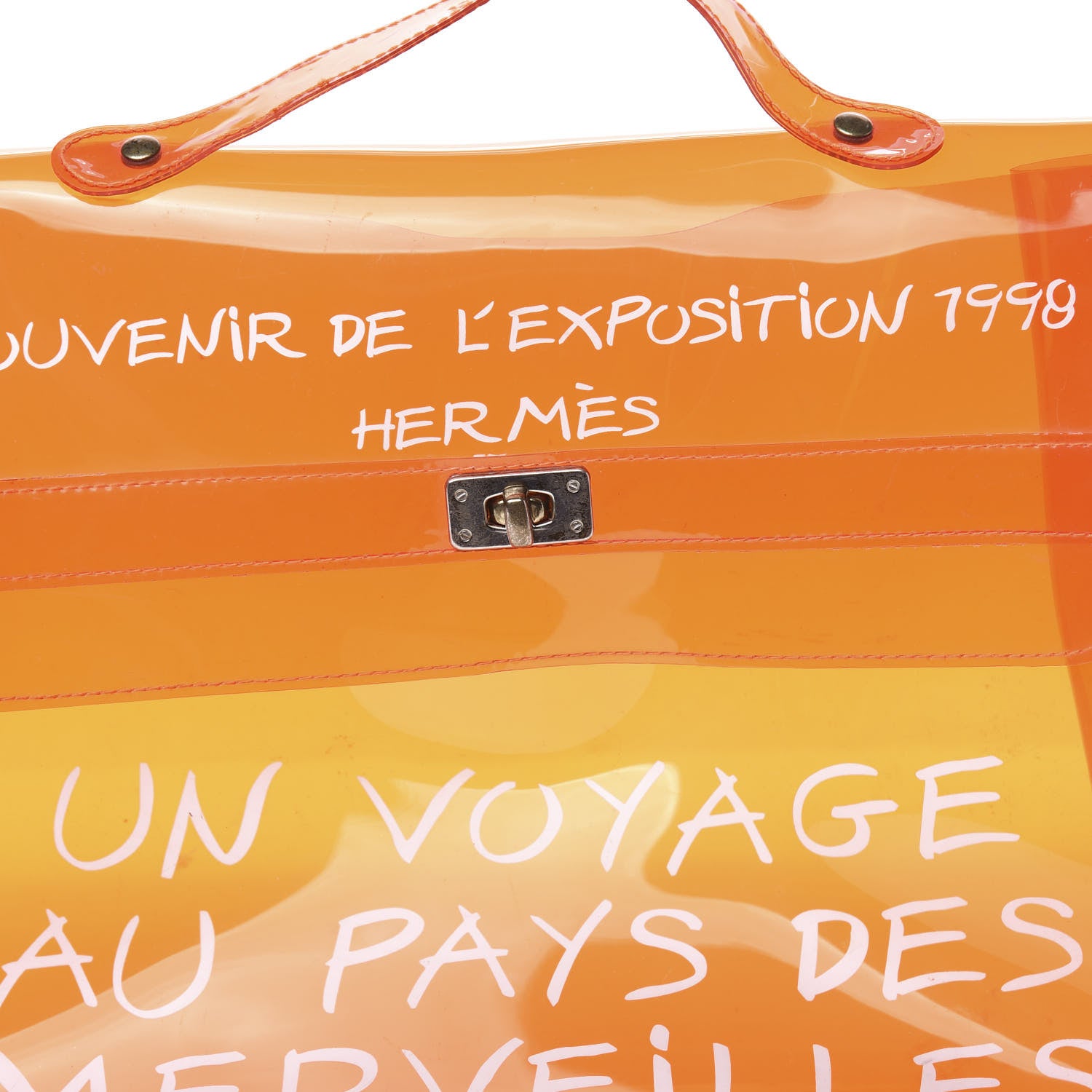 Hermes Vinyl Souvenir De L'Exposition Kelly Orange 10 of 10