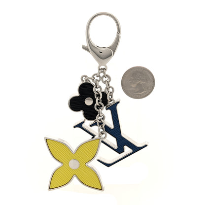 Louis Vuitton Fleur d Epi Bag Charm Yellow Navy Black 2 of 3