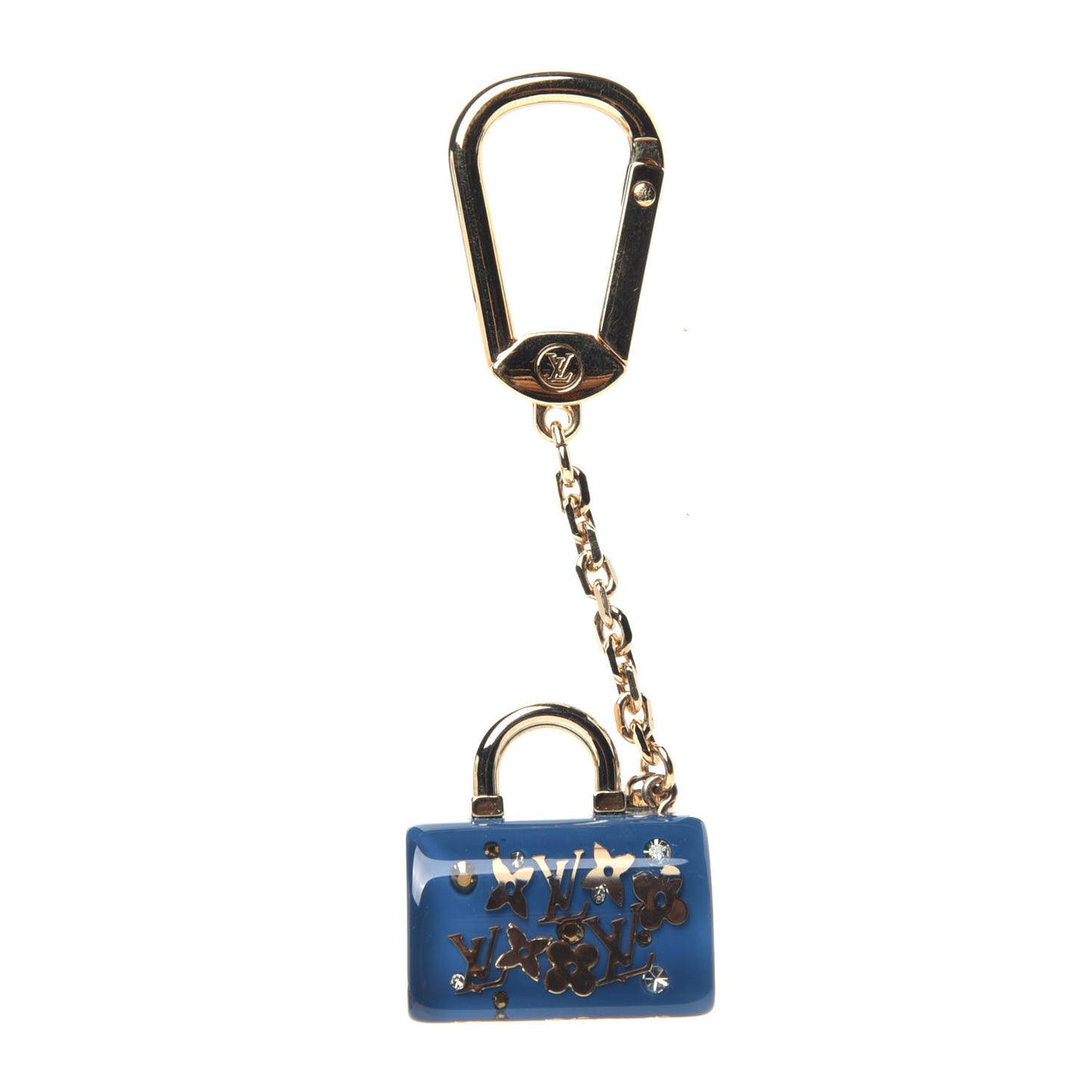 Resin Inclusion Speedy Bag Charm Key Chain Blue