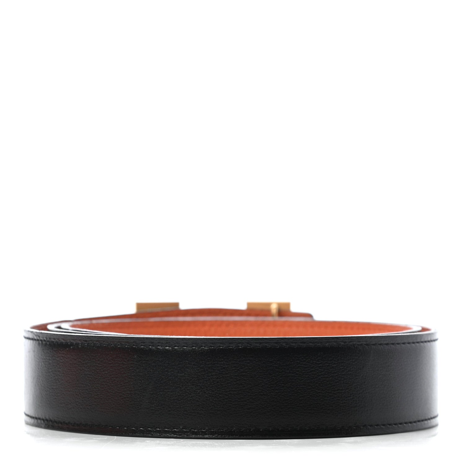 Hermes Box Togo 32mm Guilloche H Belt 90 Black Orange 2 of 8