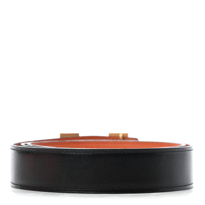 Hermes Box Togo 32mm Guilloche H Belt 90 Black Orange 2 of 8