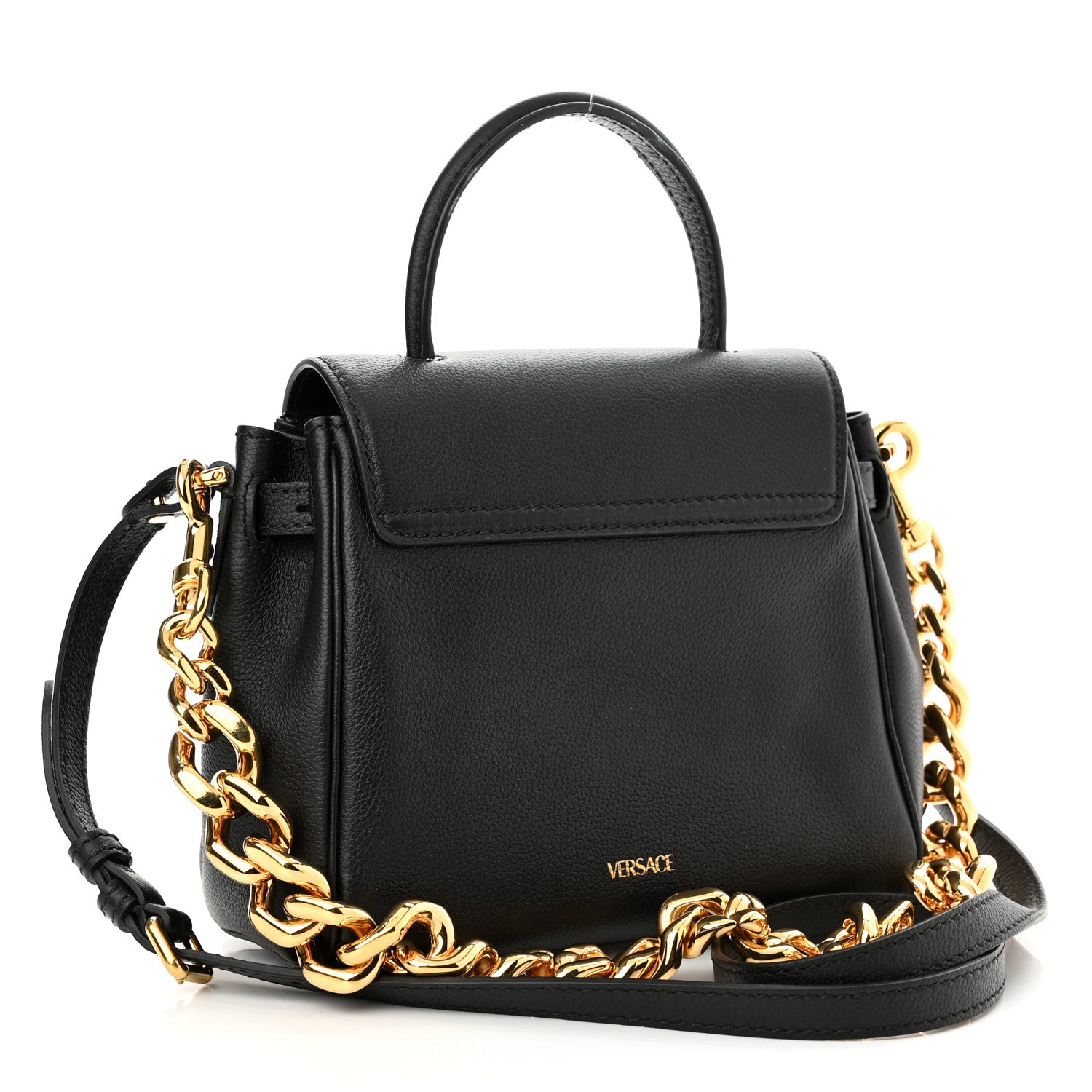 Versace Grained Calfskin Small La Medusa Top Handle Bag Black 3 of 11