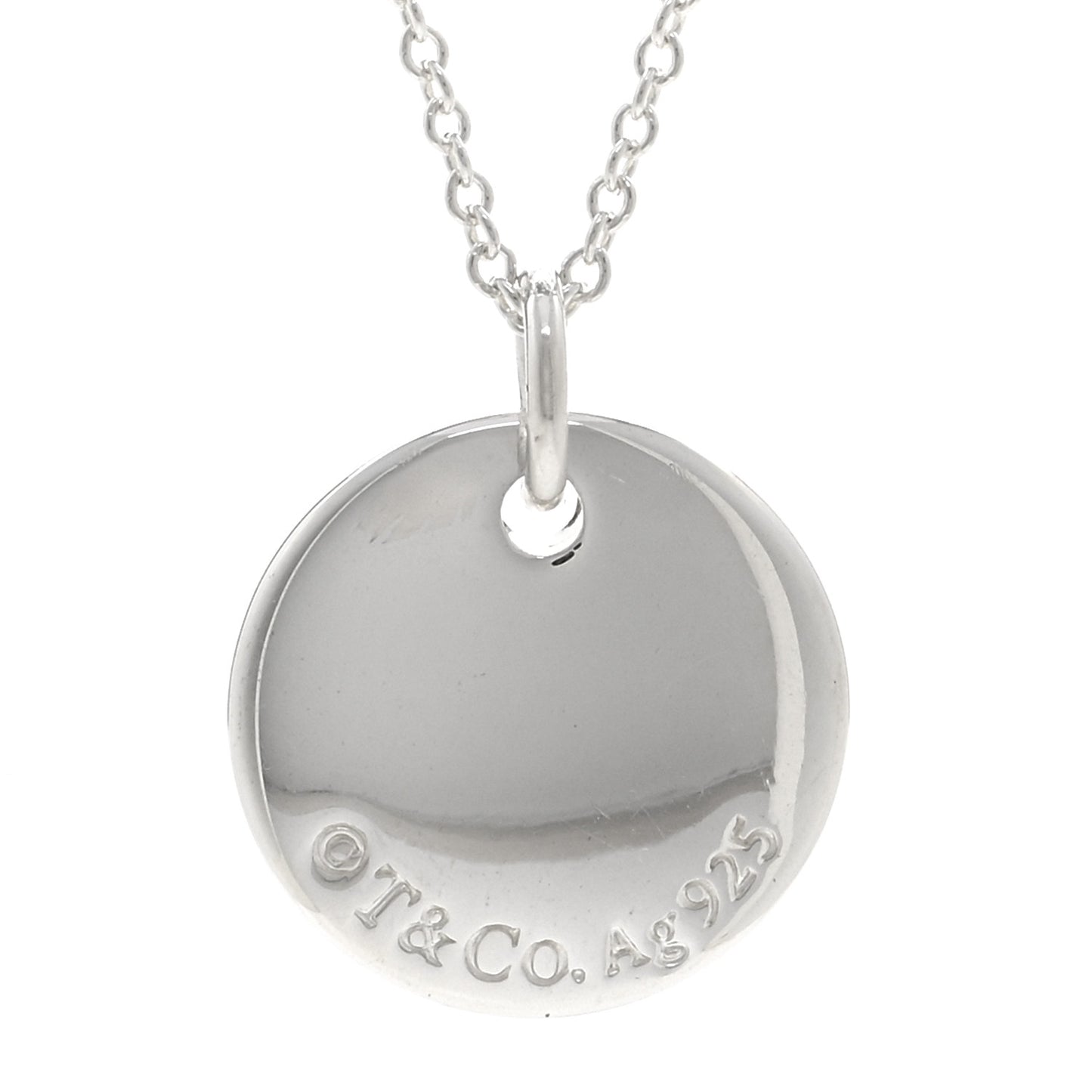 Sterling Silver Letter M Disc Pendant Necklace