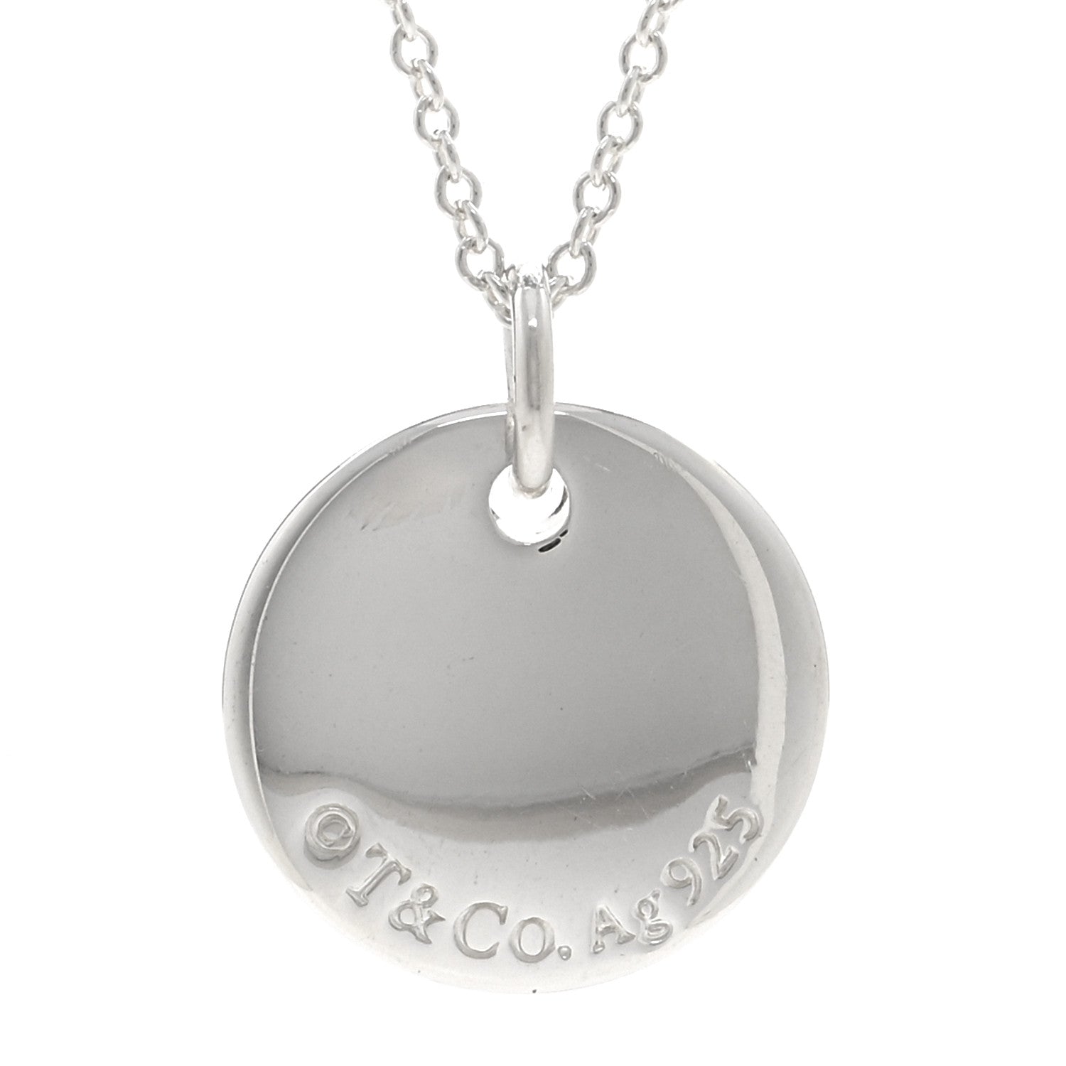 Tiffany Sterling Silver Letter M Disc Pendant Necklace 4 of 4