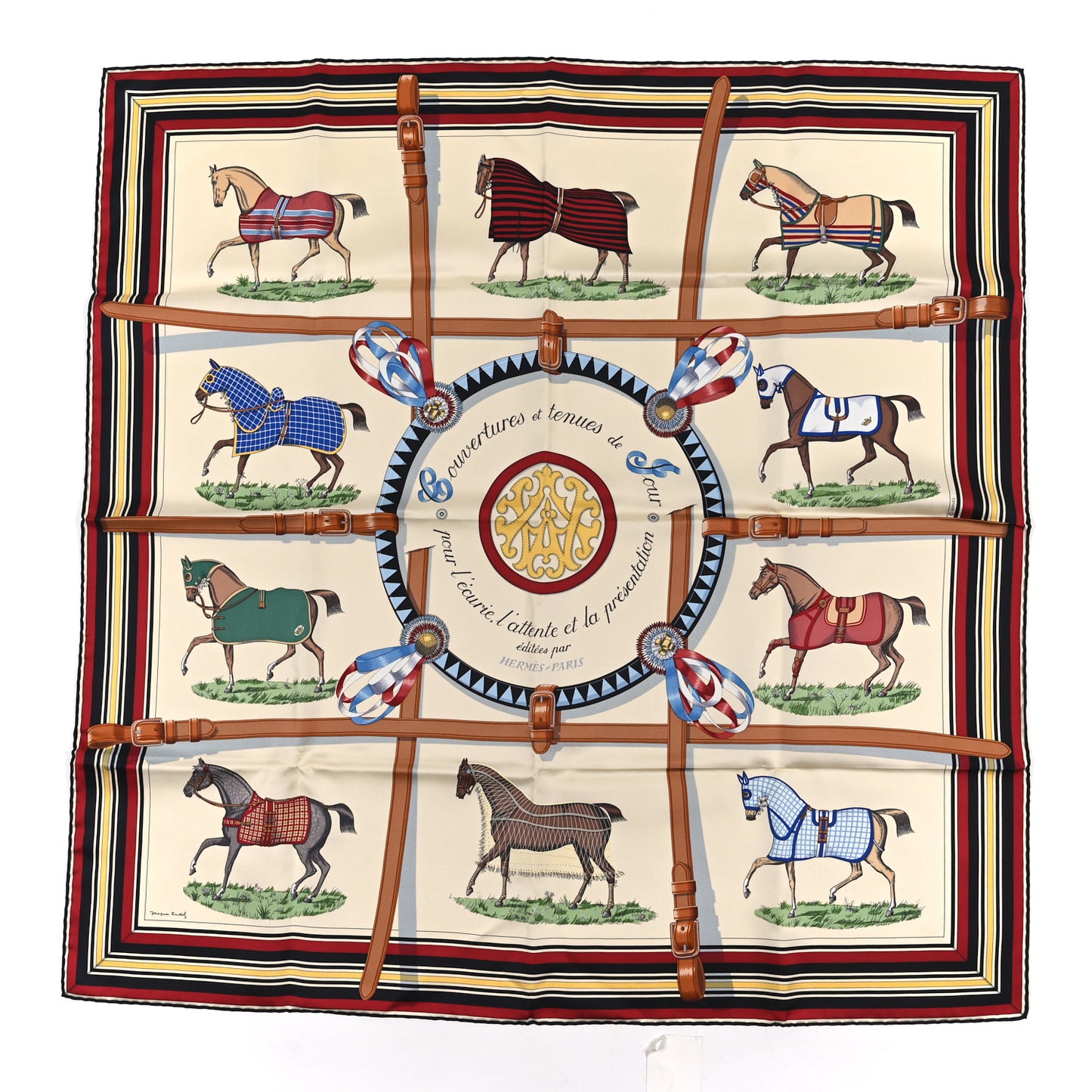 Silk Couvertures Et Tenues de Jour Scarf 90 Creme Rouge H Bleu