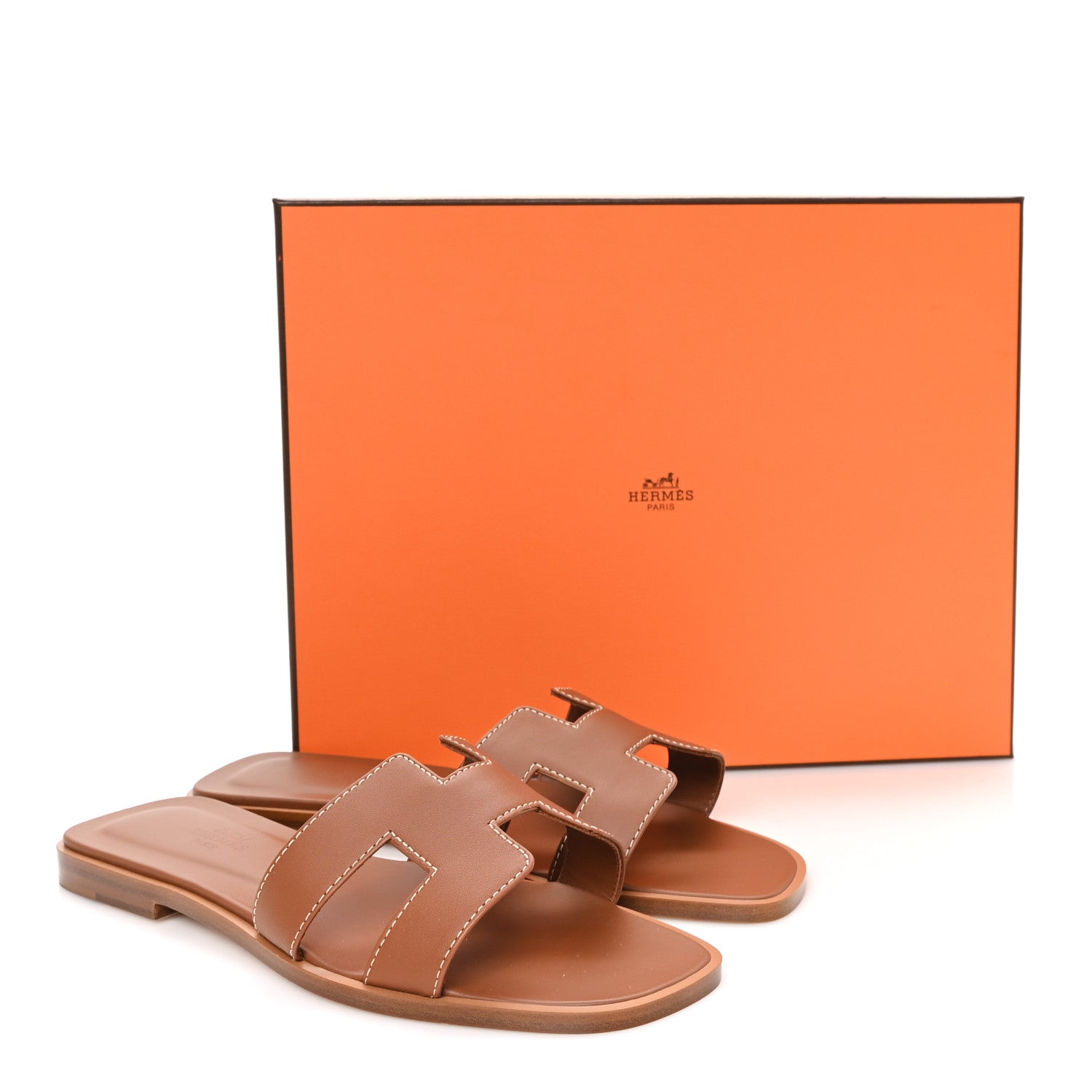Hermes Box Calfskin Oran Sandals 36 Gold 10 of 10